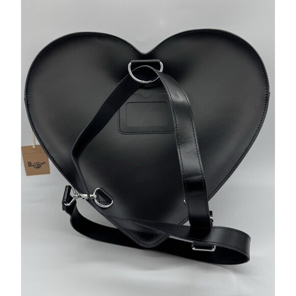 DR. MARTENS Black Heart Shaped Leather Crossbody Bag / Convertible Backpack - Picture 5 of 16